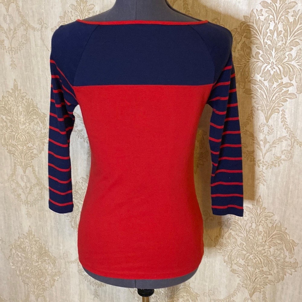 Ralph Lauren Red & Navy Nautical Gold Button Top S - Picture 3 of 7